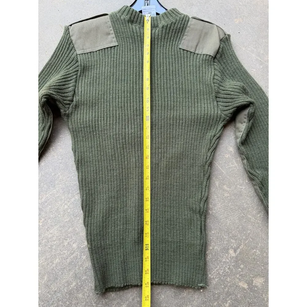Vintage US Military DLA Valor Collection Olive Drab Ribbed Commando Sweater-S 40